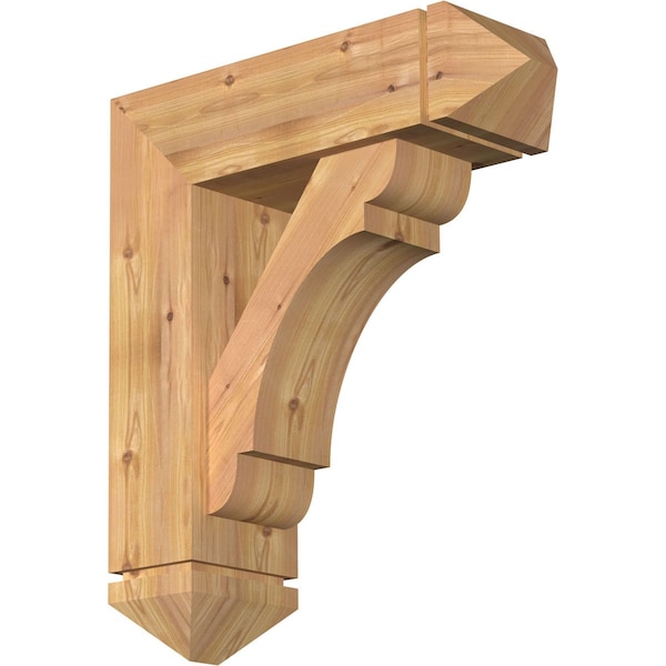 Ekena Millwork Olympic Arts and Crafts Smooth Bracket w/ Offset Brace, Western Red Cedar, 7 1/2"W x 24"D x 28"H BKT0806X24X28OLY03SWR - main